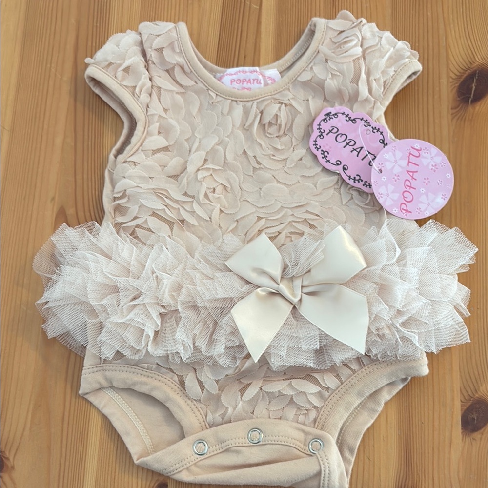 Popatu Cream Ruffled Bodysuit One Piece
